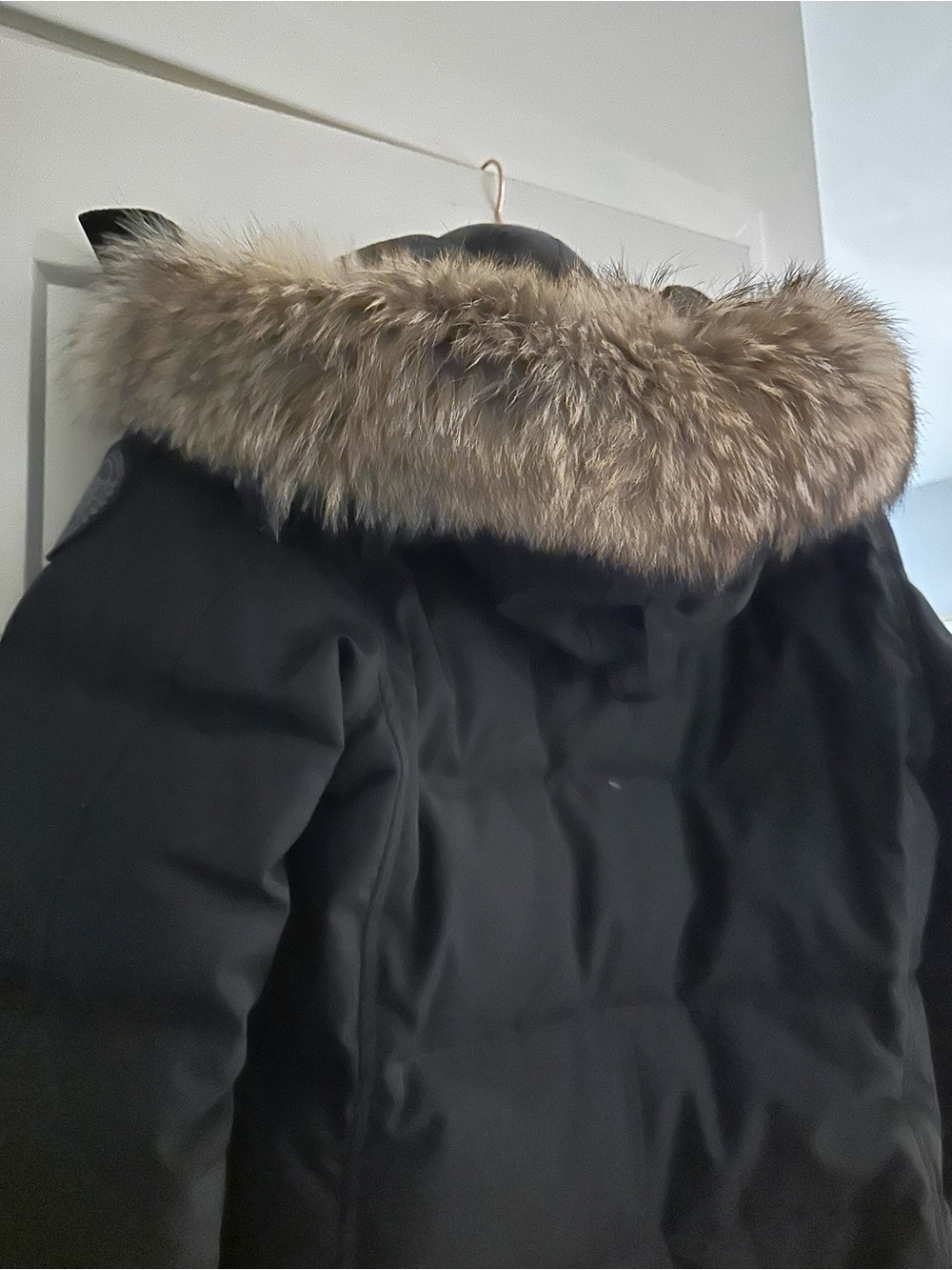 Canada Goose Black Long Down Puffer Coat with Fur-Trim Hood - Picture 6 of 7